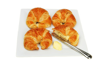 Croissants on plate