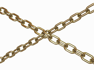 Crossed steel chains