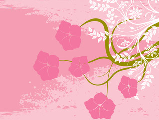 grunge rose et tiges vertes