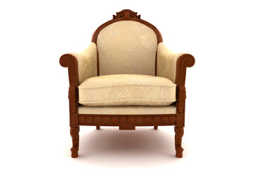 beige classic armchair isolated on white background