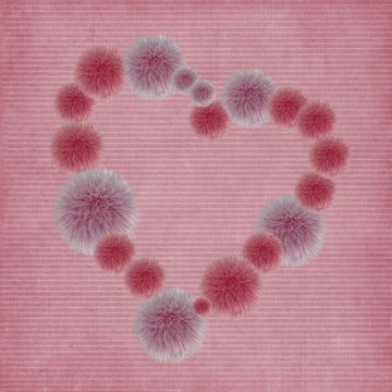 coeur ponpon rose
