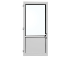 one frame metal-plastic door isolated on white
