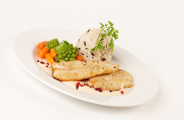 Rotbarschfilet gebraten mit Reis