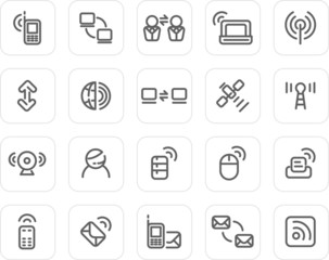 Plain icon set: Wireless and Technology