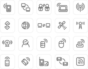 Plain icon set: Wireless and Technology