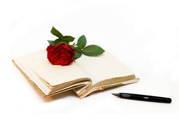 Diary and  red rose