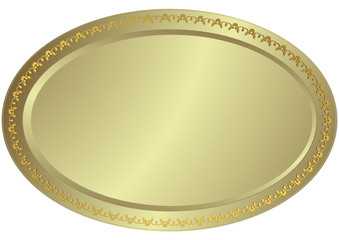 Oval silvery volumetric plate (vector)