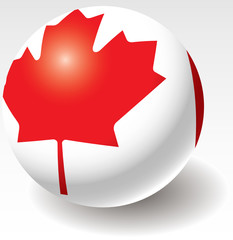 Canada flag texture on ball. Design element. Vector.
