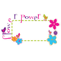 Retro Card with funky flowers and birds