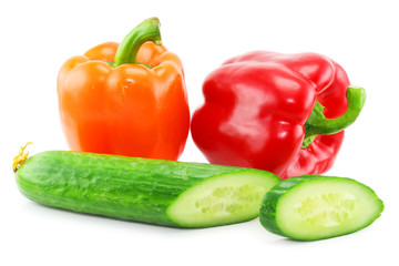 Fresh Vegetables (paprika and cucumber) isolated