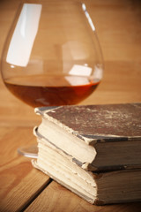 Old books and cognac