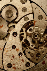 Fototapeta na wymiar rust mechanism of analog watch