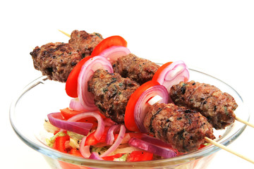 shish kebab and salad