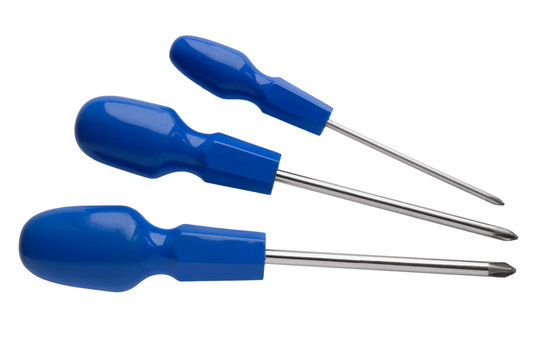 Blue screwdrivers isolated