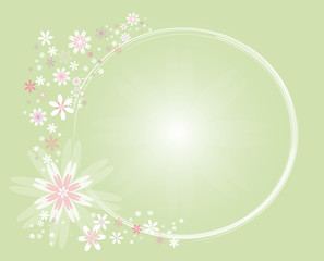 cercle de fleurs blanches sur fond dégradé vert clair