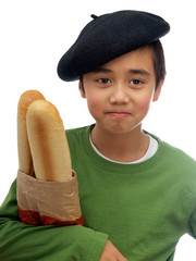 vive la france,  child carrying baguette