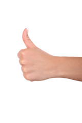 woman hand with thumb up