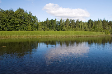 Clouds reflection in lake