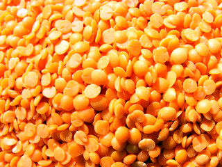Red lentils - close up