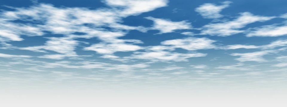 high resolution 3d blue sky banner  with white clouds