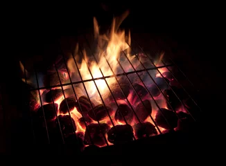 Papier Peint photo Grill / Barbecue Hot Coals, Long Exposure
