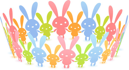 Paper Rabbit holding hand