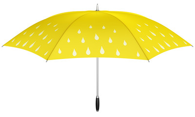 Yellow umbrella with rain drops