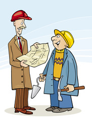 Illustration of Construction Engineer and Builder talking