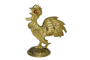 Red eyed rooster isolated on white background