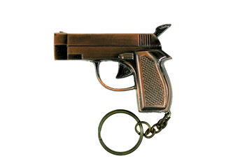 Gun like keyring also lighter isolated