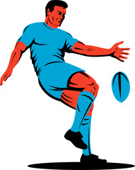Rugby player kicking