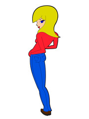 girl looking backward