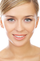 Obraz premium Portrait of 20-25 years old beautiful woman on white