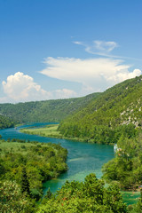 Fototapeta na wymiar Beautiful river landscape scene, Croatia