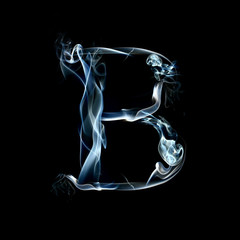 letter B from a smoky alphabet isolated on black