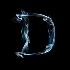 letter D from a smoky alphabet isolated on black