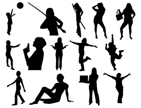 group of silhouette women