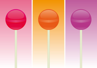 Candy Lollipop over different color backgrounds