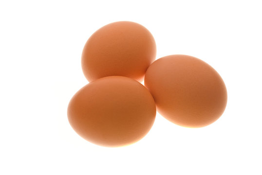 Three eggs isolated on white