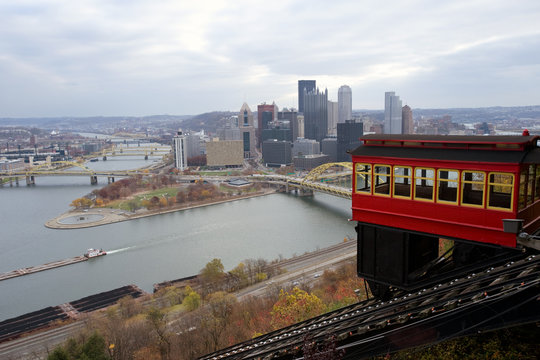 Duquesne Incline with Pittsburgh skyline