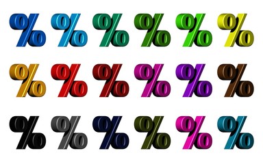 Percent Symbol in various colors