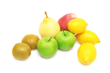 Fresh fruits on white background.