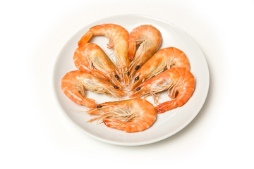 Bowl of Crevettes ,cooked prawns (shrimp)