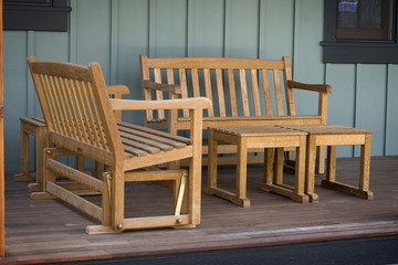 Old-Fashioned Porch with Wooden Furniture