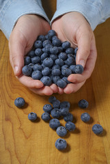 Blueberry tumble from hands