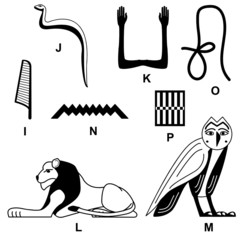 Egyptian Hieroglyph Alphabet I to P poster 002