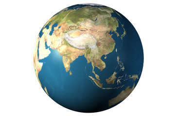 Isolated earth globe
