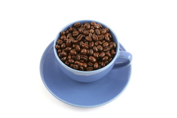 cup of coffee with coffee beans