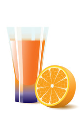Cocktail in high glass with orange. Vector.