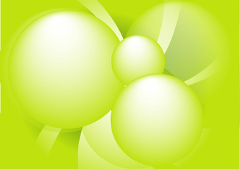 Vector illustration,  green background with blurred balls